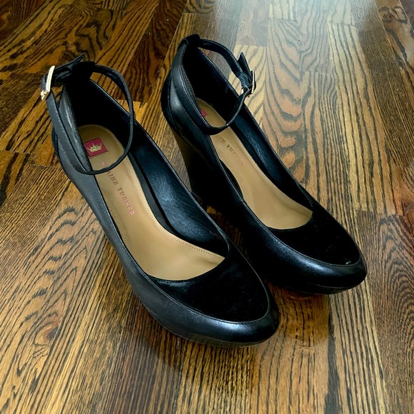 Elaine Turner Shoes - Ankle Strap Wedge-Leather & Suede